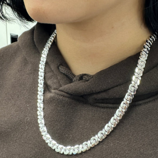 Solid Silver Dollar Cuban Link Chain 20in 7mm