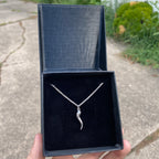 Solid Real 14k White Gold Italian Horn and Chain Set - Prestige Jewelry