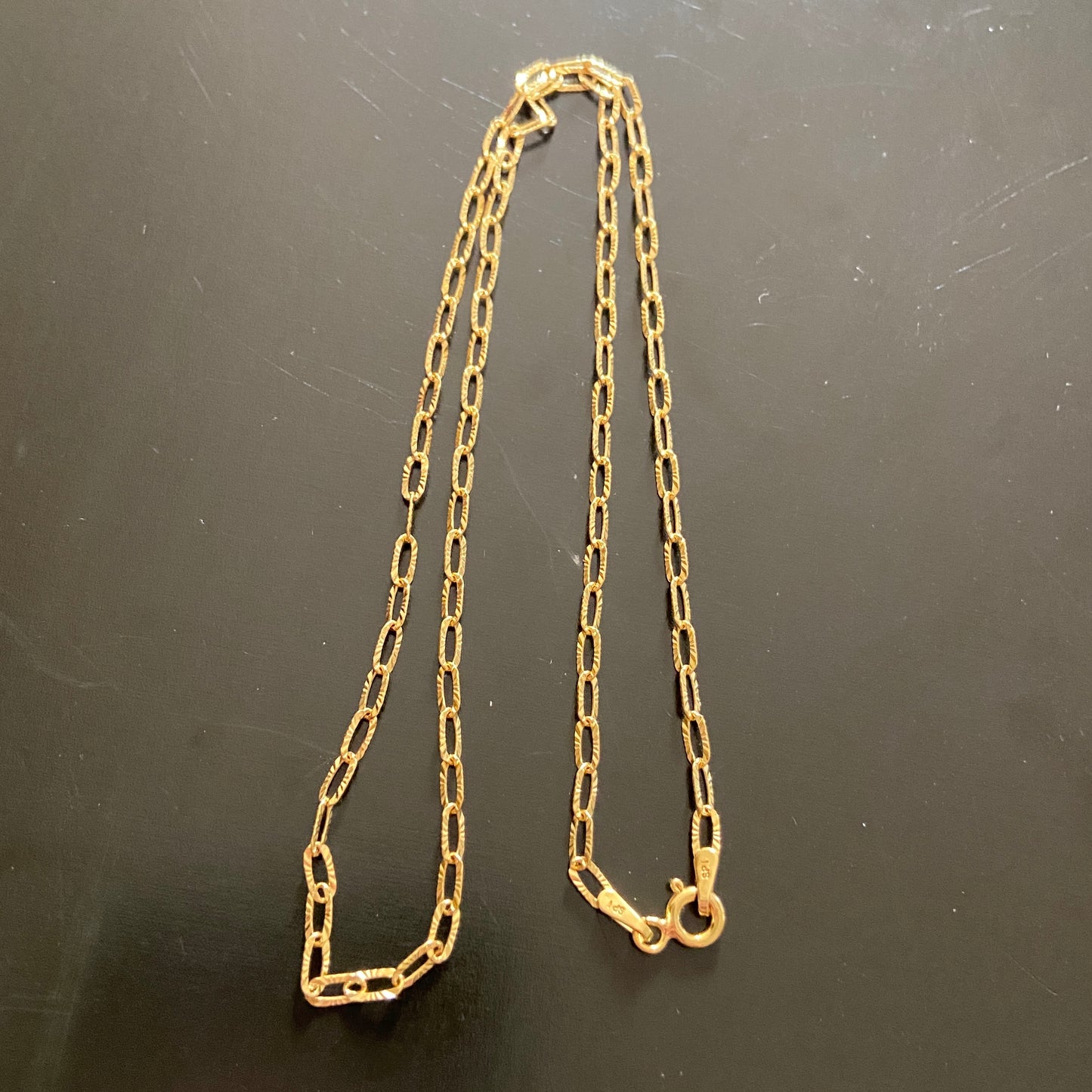 14k Gold Vermeil Paperclip Chain 2.5mm 16in - Prestige Jewelry