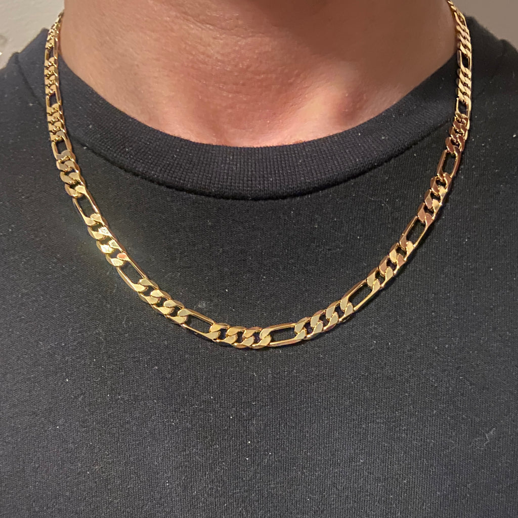 Solid Real 14k Gold Figaro Chain 20in 6mm - Prestige Jewelry