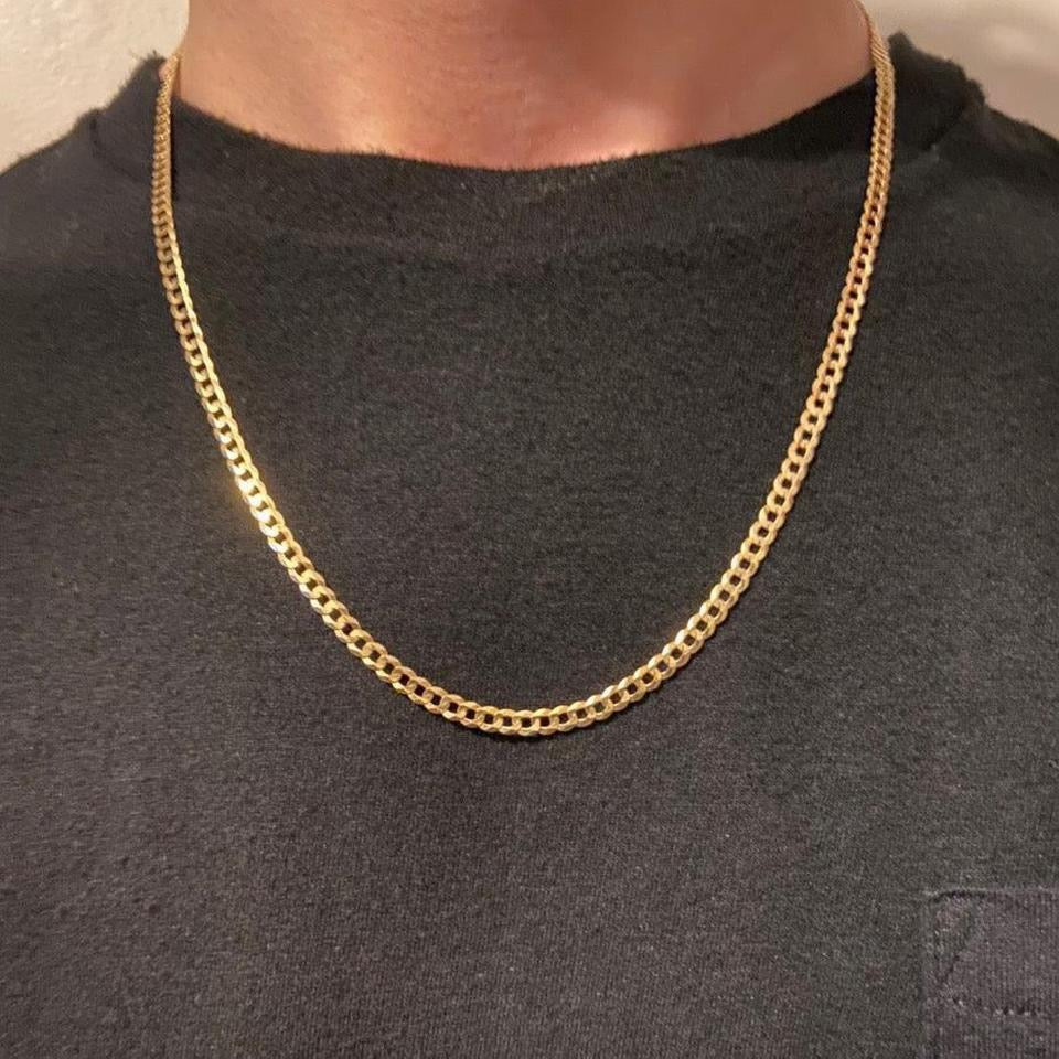 Solid Real 14k Gold Cuban Link Chain Necklace 20in 4mm