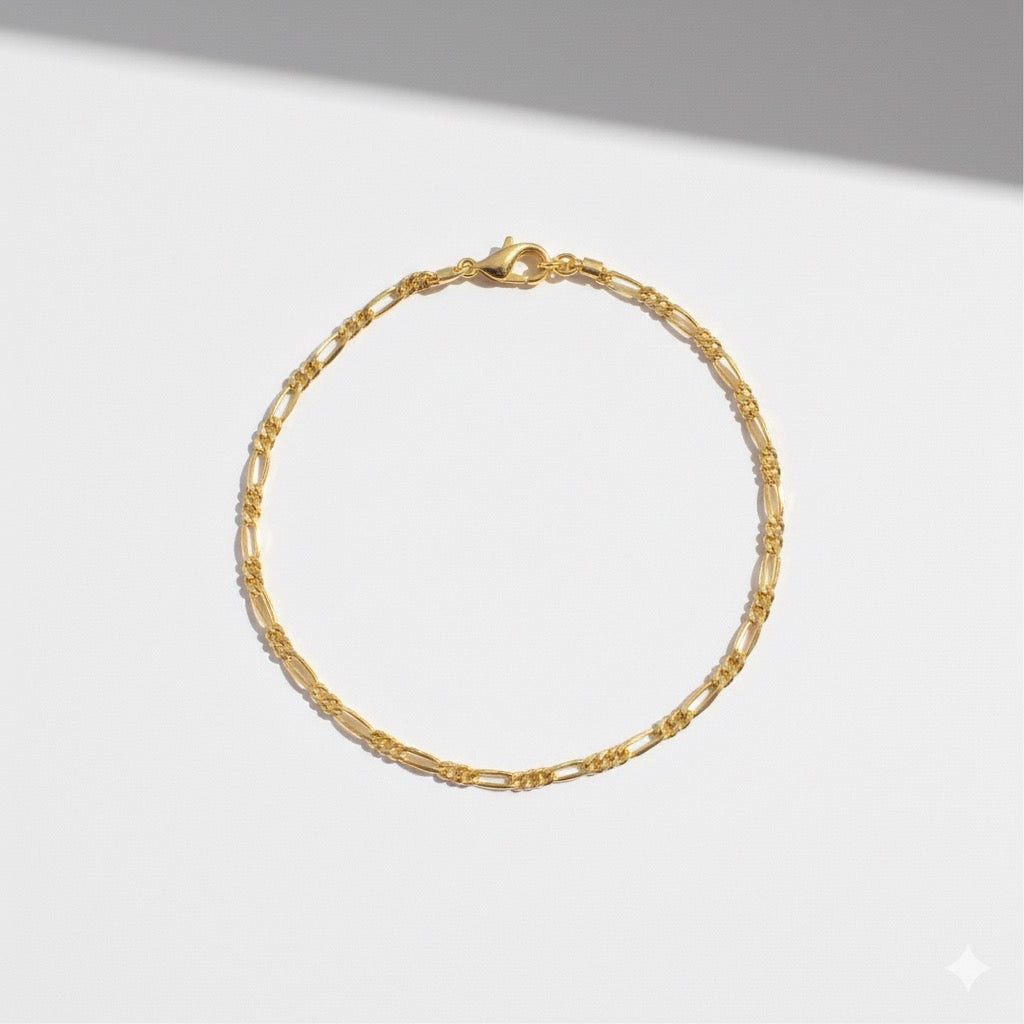 14k Gold Vermeil Micro Figaro Bracelet 2mm 7in