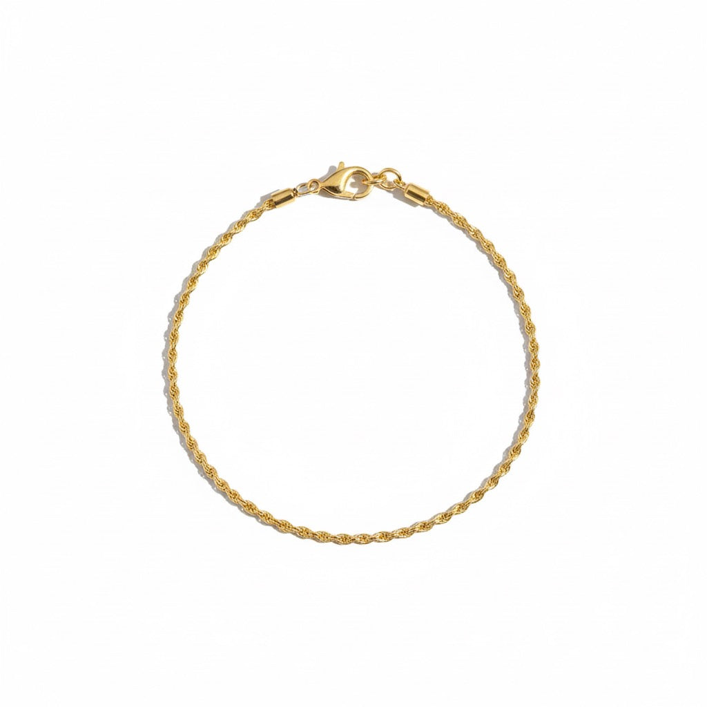 14k Gold Vermeil Rope Bracelet 2mm 7in