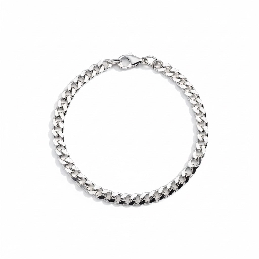 Solid Silver Curb Bracelet 4mm 7in