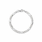 Real Solid 925 Silver Figaro Bracelet 5mm 8in