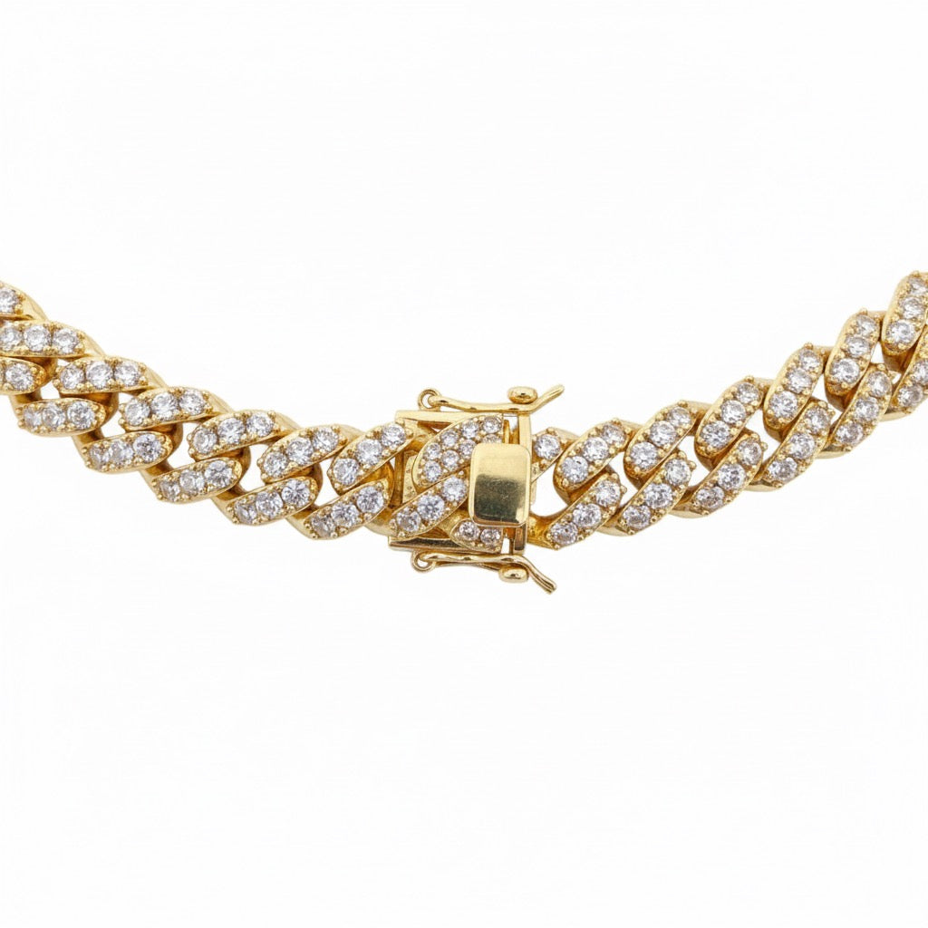 14 Karat vergoldete kubanische Diamantkette, 20 Zoll, 12 mm