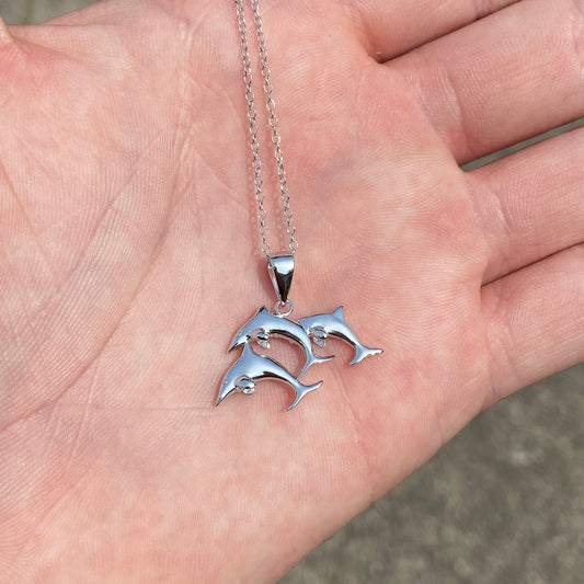 Solid Silver Dolphin Necklace