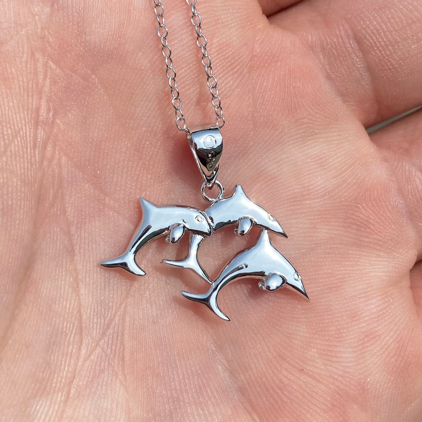 Solid Silver Dolphin Necklace