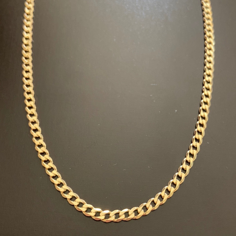 14k Gold Vermeil Cuban Chain 3mm 18in
