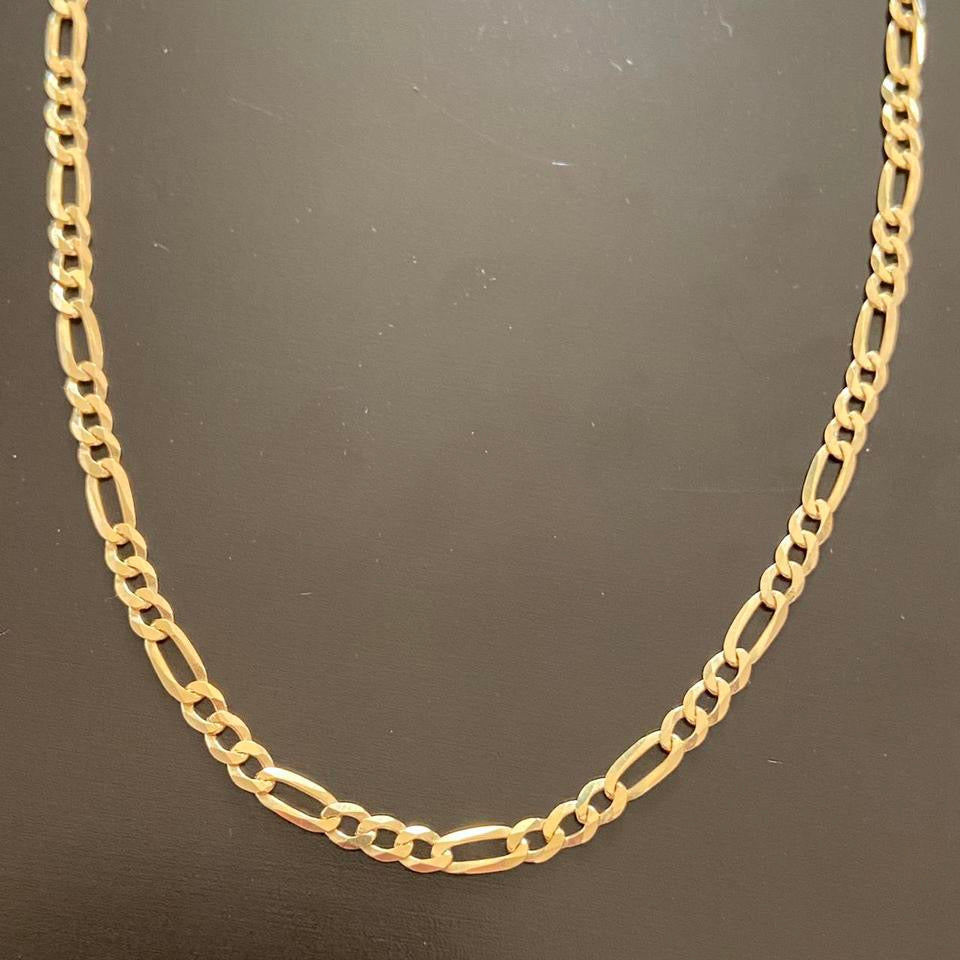 Solid Real 14k Gold Figaro Chain 20in 4mm