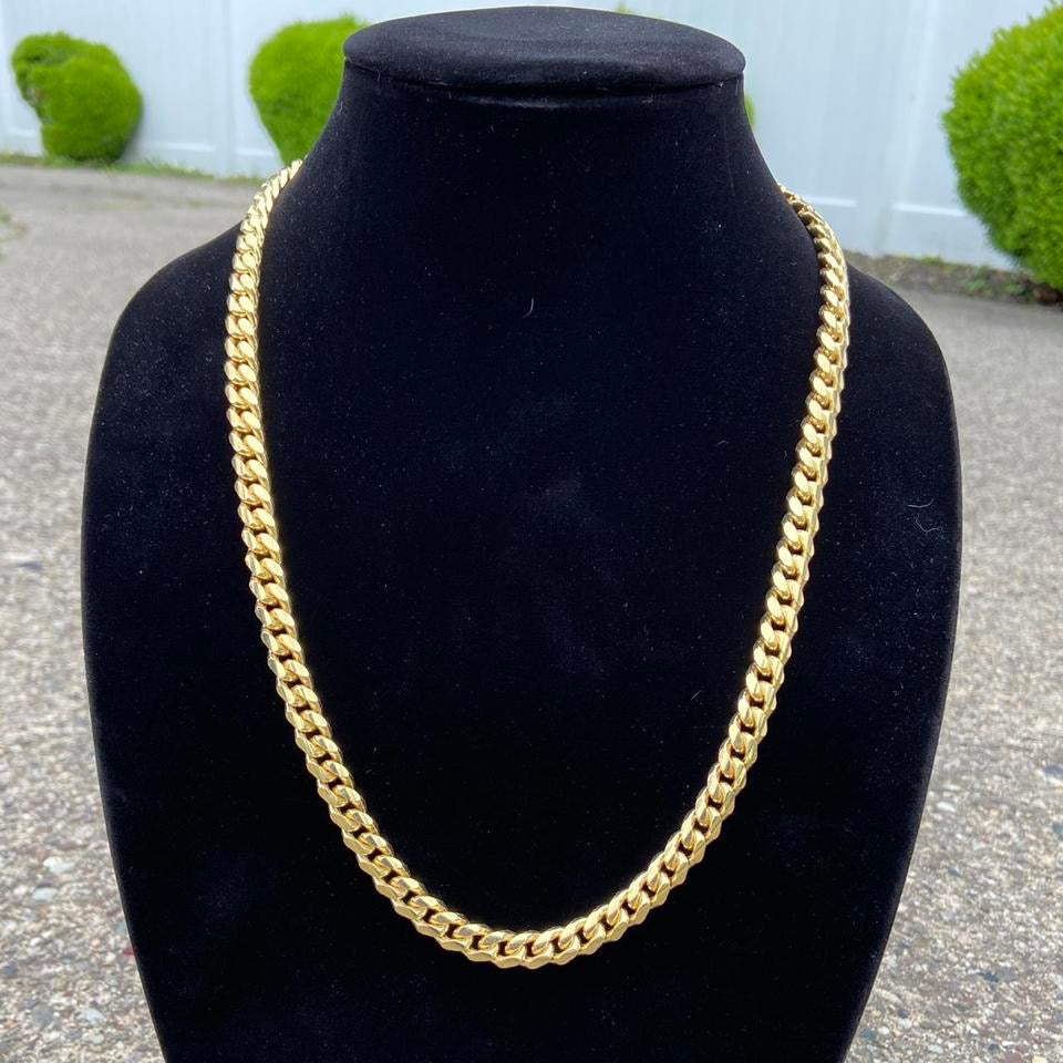 Gold Chain 14k Gold Vermeil Miami Cuban Necklace 20in 4mm 925 Italy Gold Chain 14k Gold Vermeil Miami Cuban Necklace 20in 4mm 925 Italy