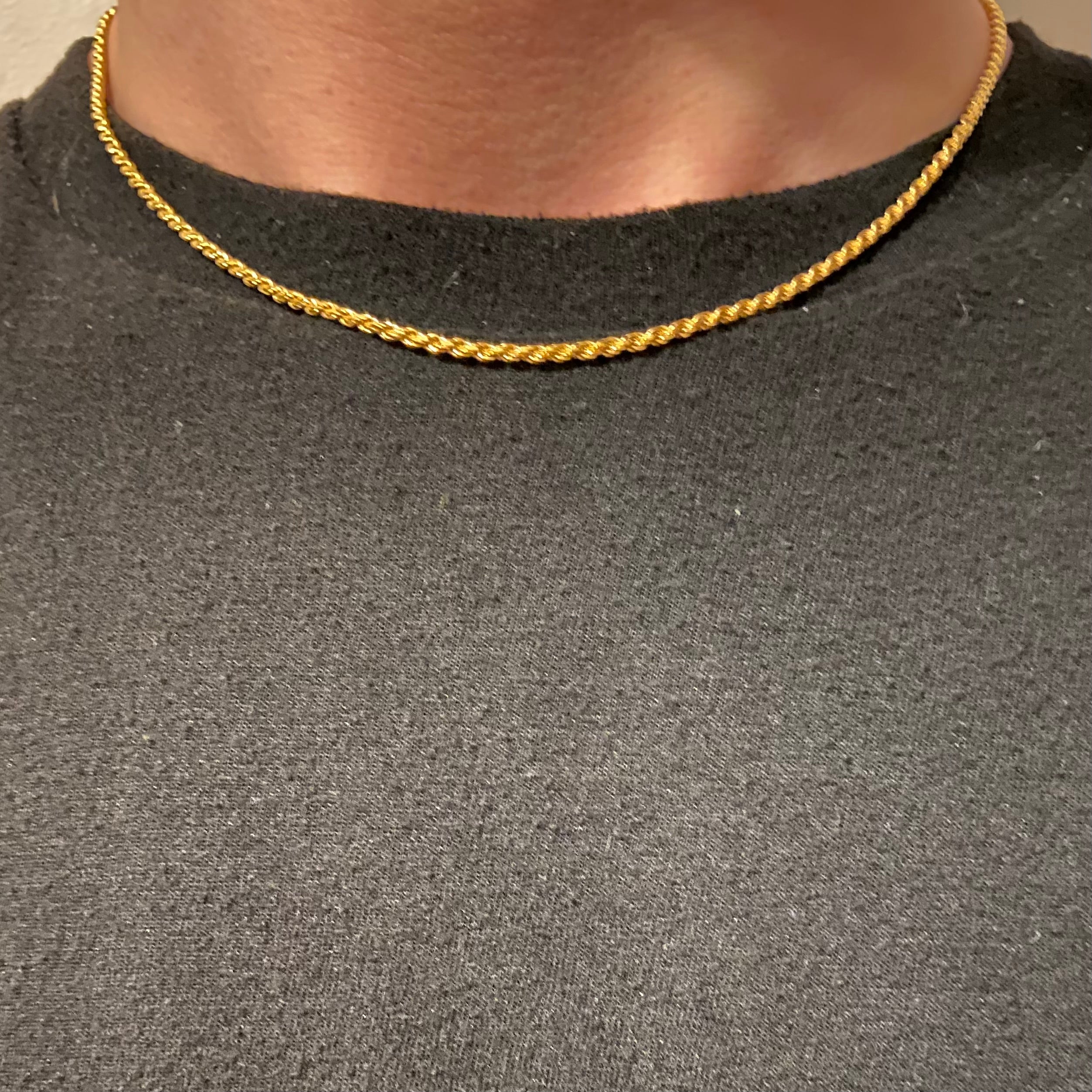 14k Gold Vermeil Rope Chain 16in 2mm - Prestige Jewelry