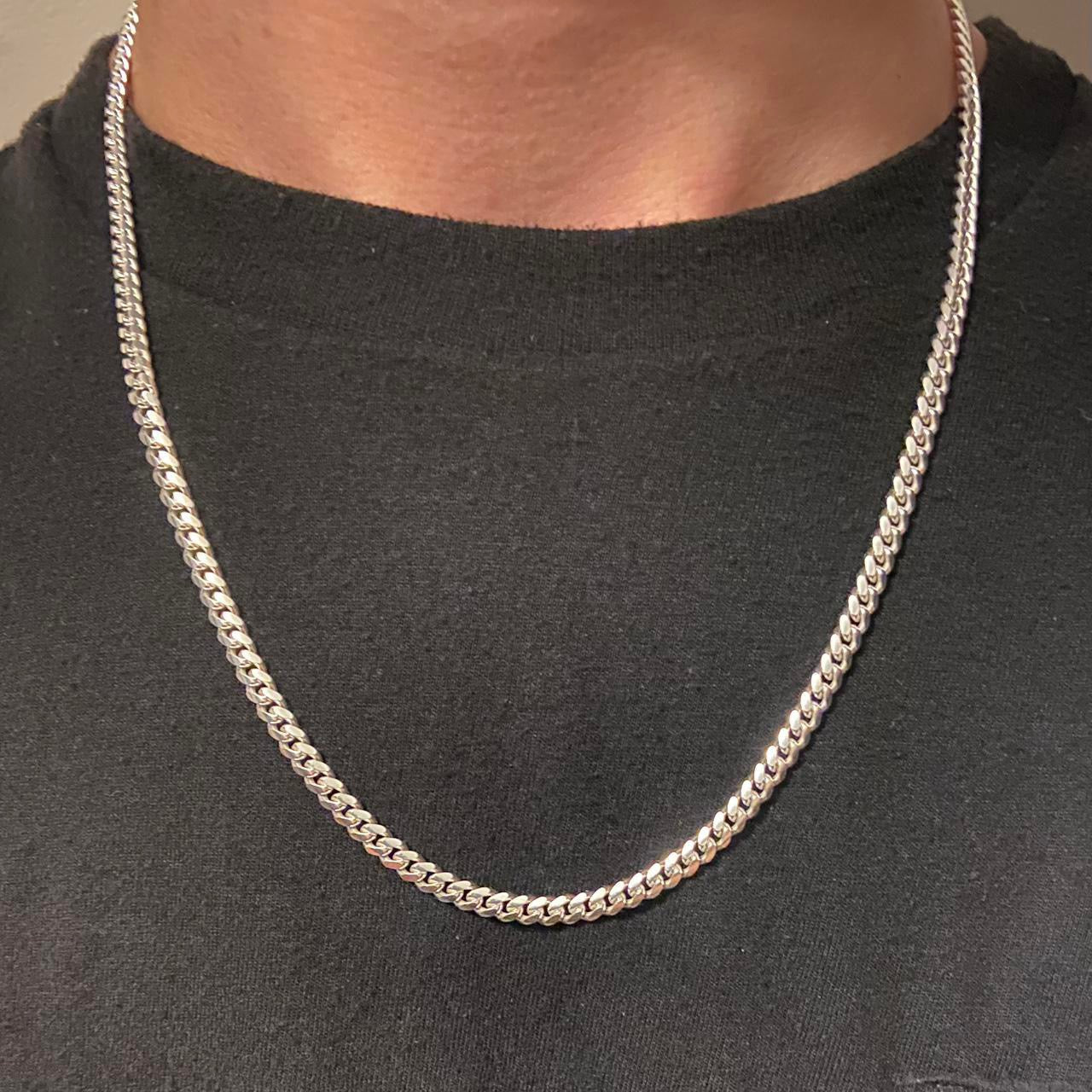 Solid Silver Miami Cuban Chain 20in 4mm - Prestige Jewelry