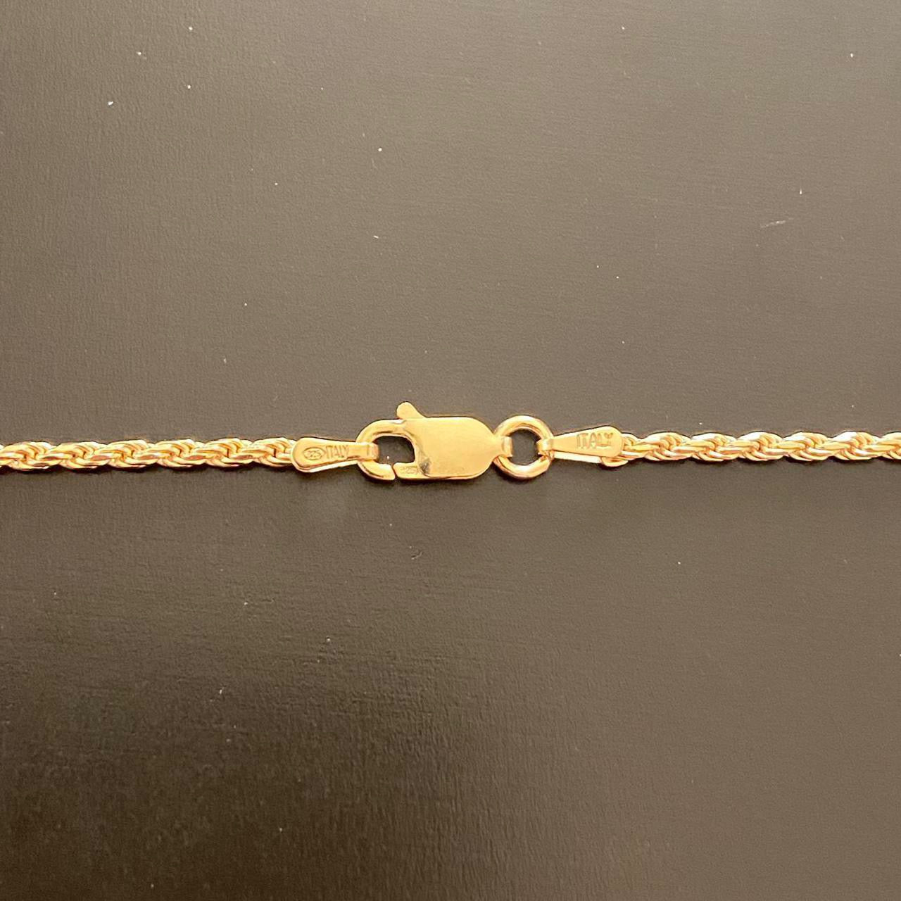 14k Gold Vermeil Cross and Rope Chain Set