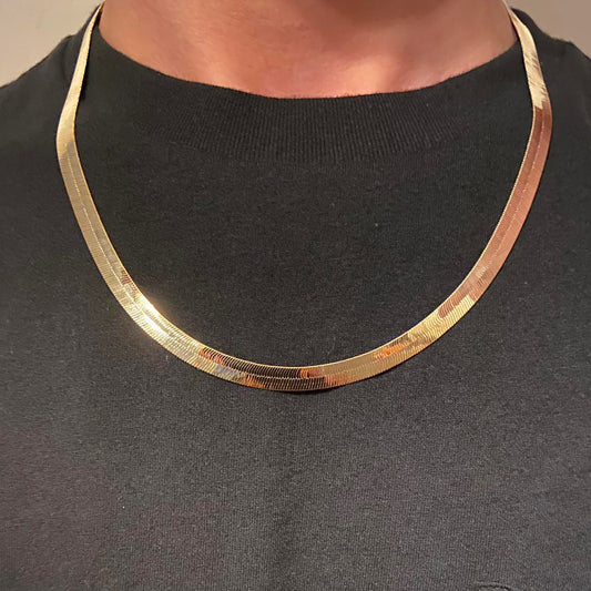 14k Gold Layered Herringbone Chain 20in 6mm