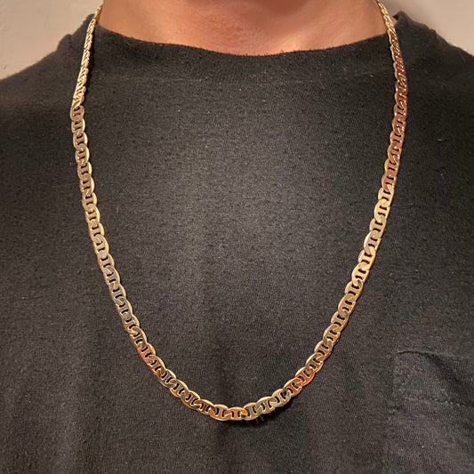14k Gold Layered Mariner Link Chain 24in 6mm