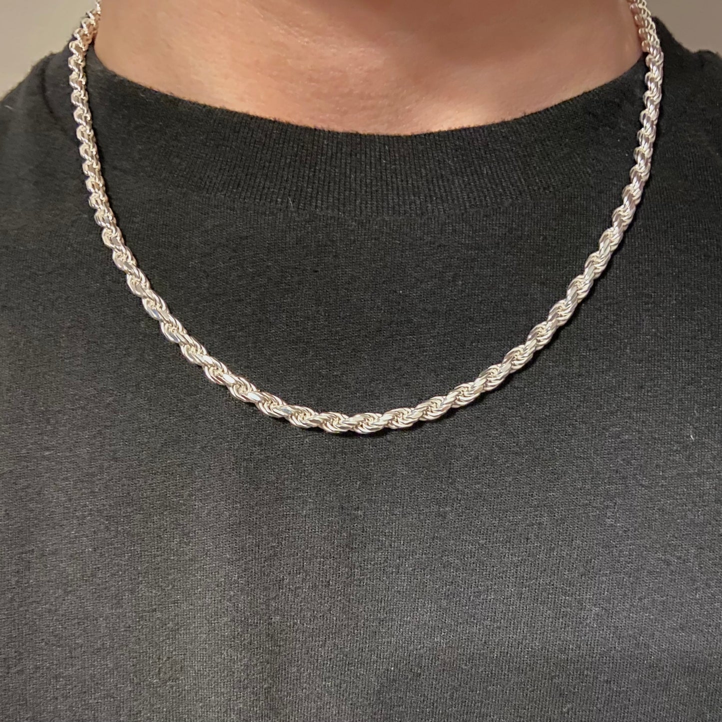 Solid Silver Rope Chain 18in 4mm