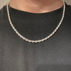 Solid Silver Rope Chain 18in 4mm - Prestige Jewelry