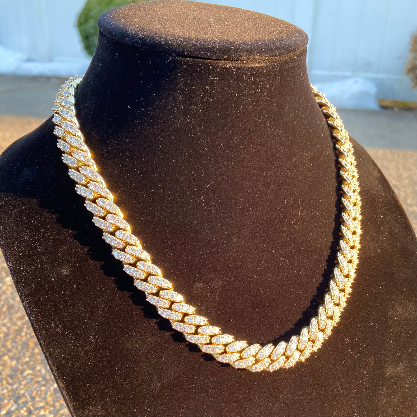 14k Gold Plated Diamond Cuban Chain 20in 12mm
