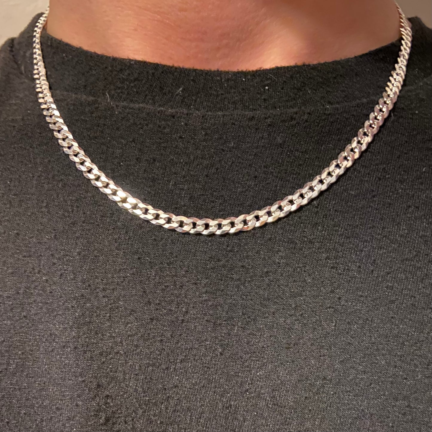 Solid Silver Cuban Link Chain 18in 4mm