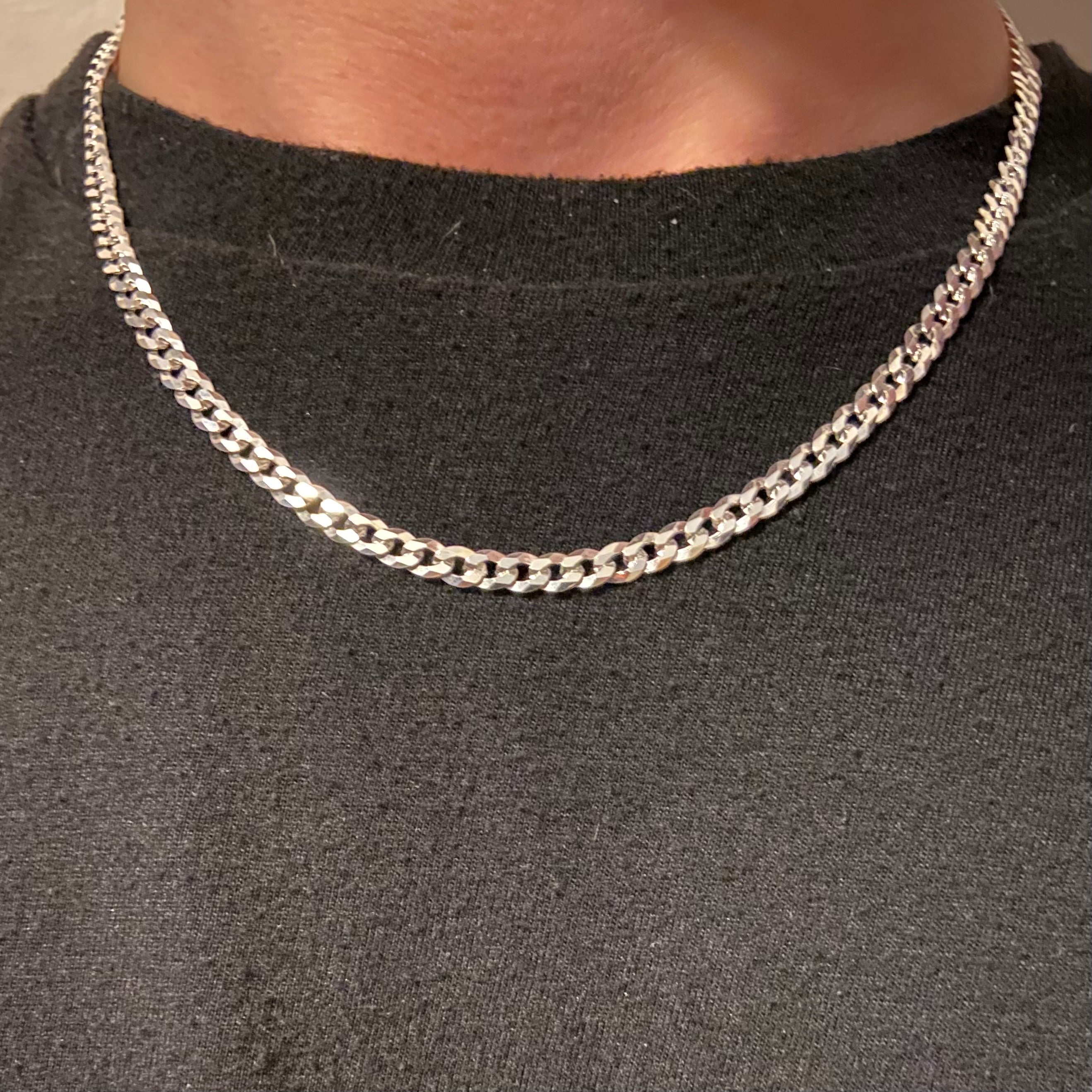 Solid Silver Cuban Link Chain 18in 4mm - Prestige Jewelry