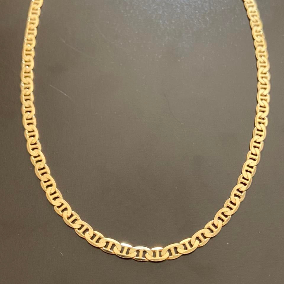 Solid Real 14k Gold Mariner Link Chain 18in 3mm