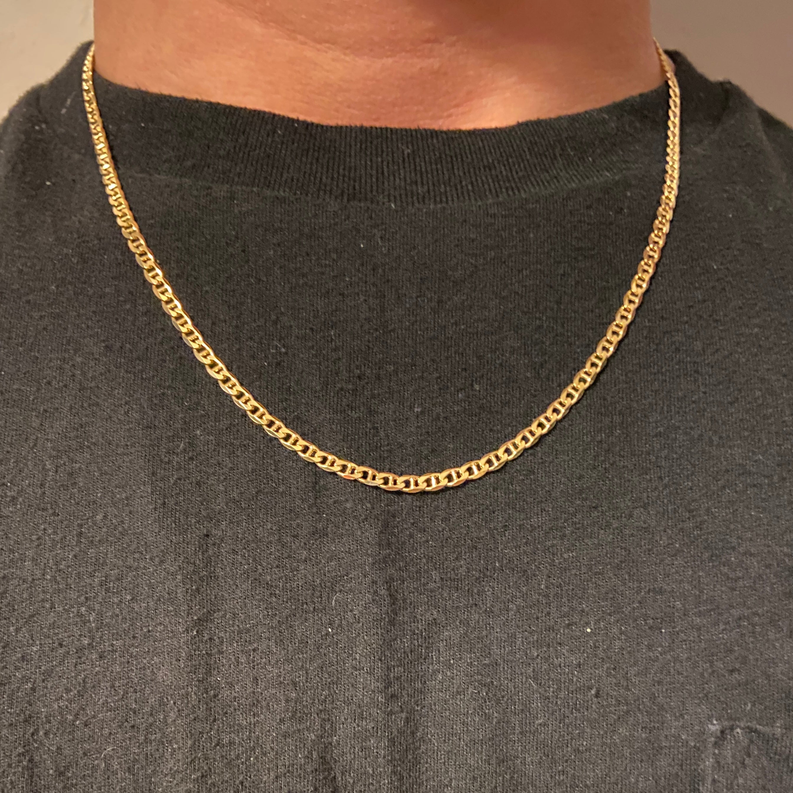 Solid Real 14k Gold Mariner Link Chain 20in 3mm - Prestige Jewelry