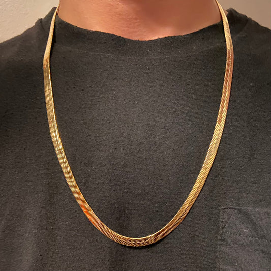 14k Gold Layered Herringbone Chain 24in 6mm