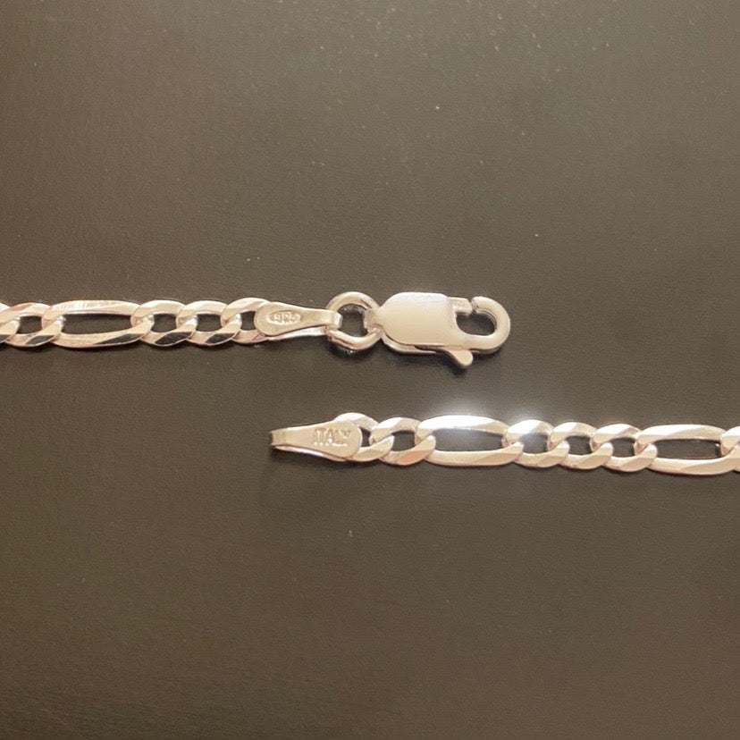 Solid Silver Figaro Chain 20in 3mm