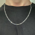 Solid Silver Figaro Chain 20in 3mm - Prestige Jewelry