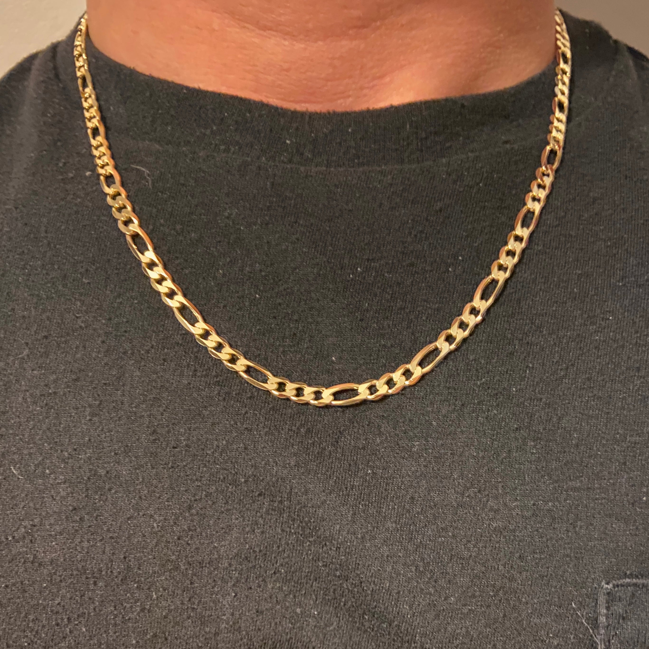 14k Gold Vermeil Figaro Chain 20in 4mm - Prestige Jewelry