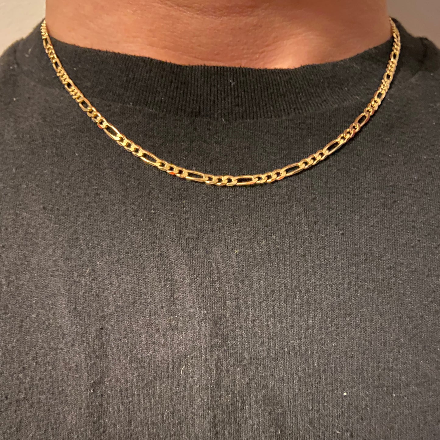 Solid 14k Gold Figaro Chain 18in 3mm