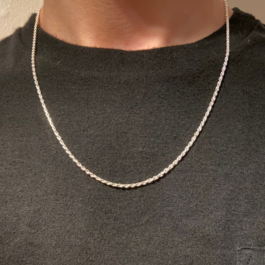 Solid Silver Rope Chain 20in 2mm - Prestige Jewelry