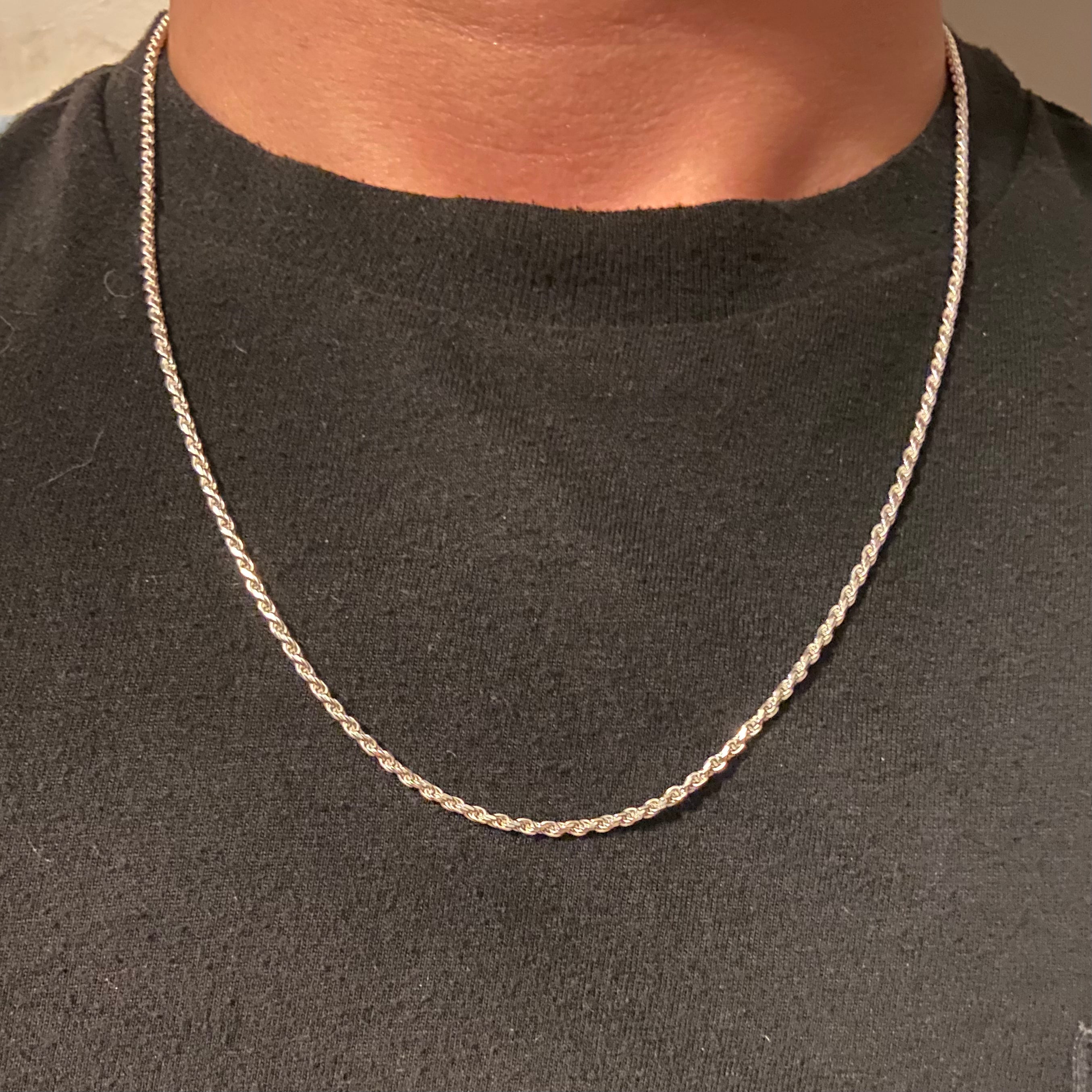 Solid Silver Rope Chain 22in 2mm - Prestige Jewelry