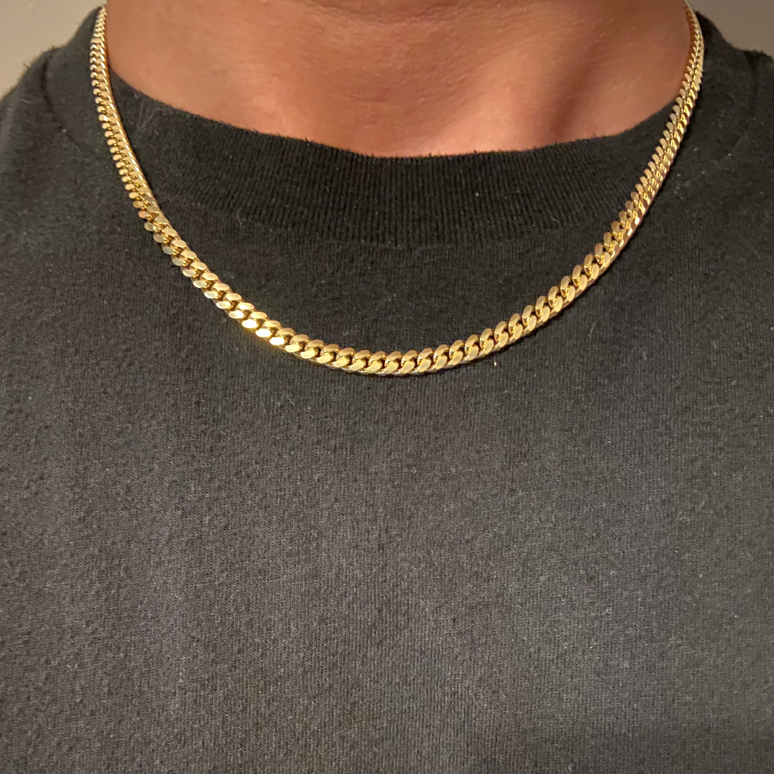 14k Gold Vermeil Miami Cuban Chain 18in 4mm - Prestige Jewelry