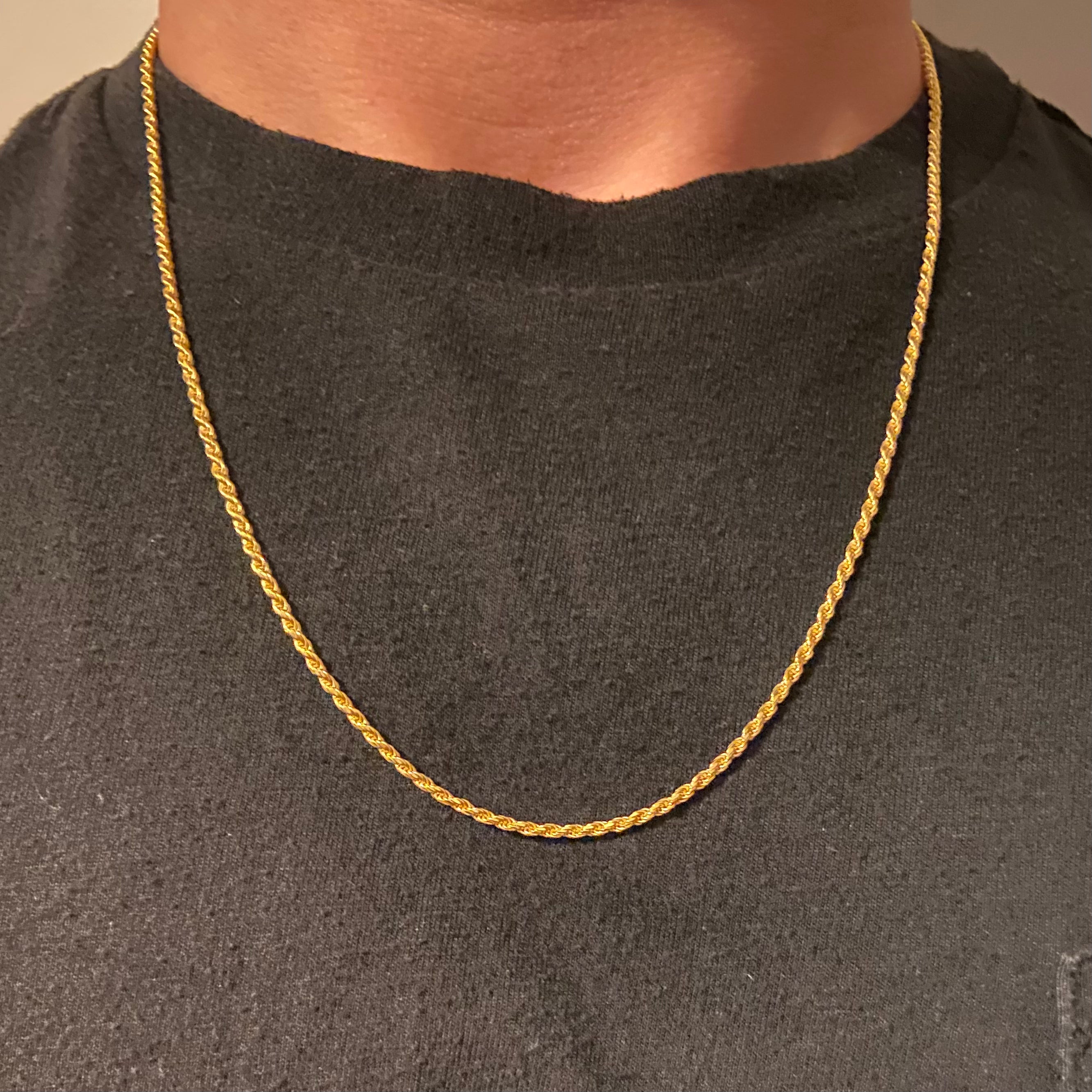 14k Gold Vermeil Rope Chain 22in 2mm - Prestige Jewelry