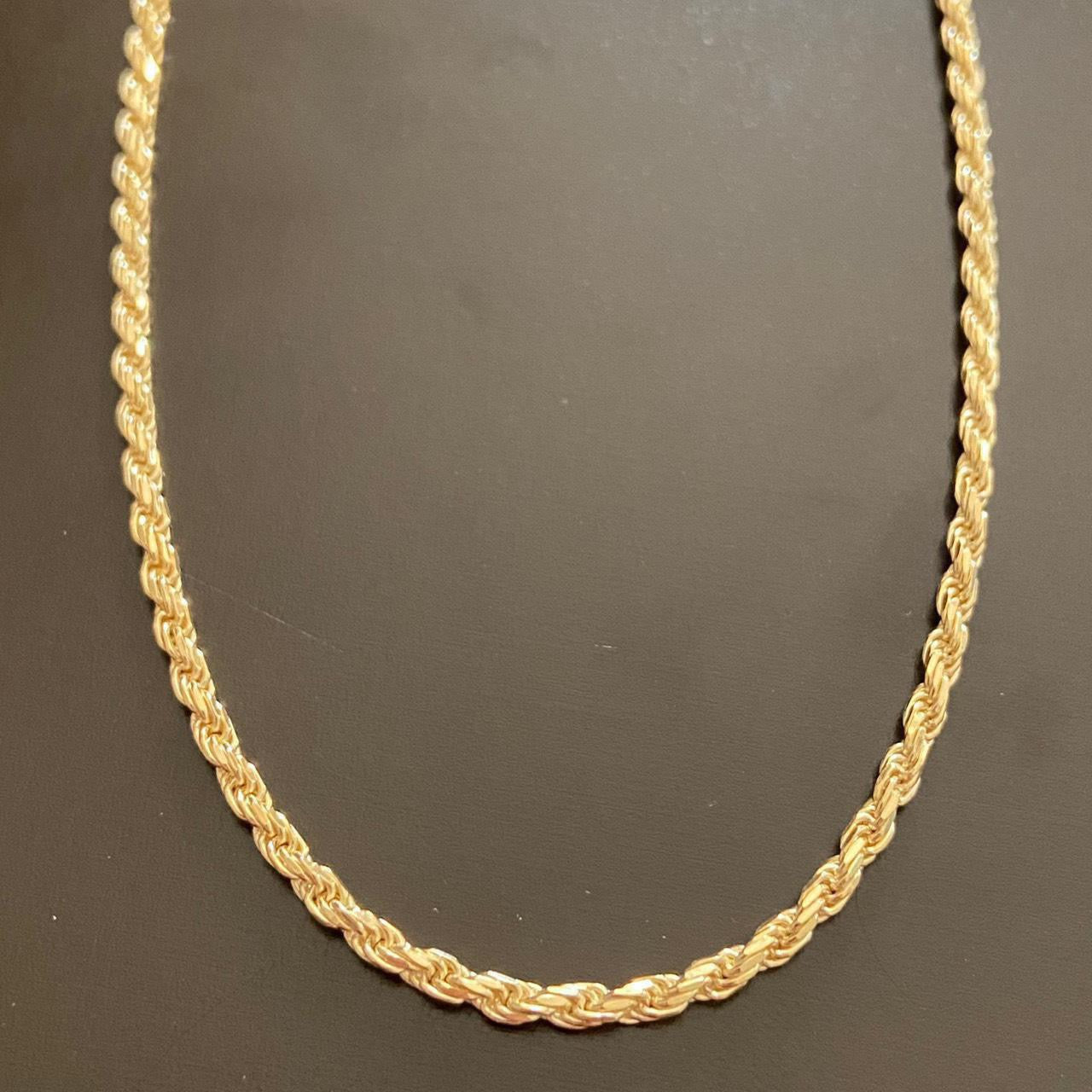 14k Gold Vermeil Rope Chain 20in 3mm