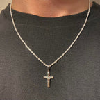Solid Silver Cross and Rope Chain Set - Prestige Jewelry