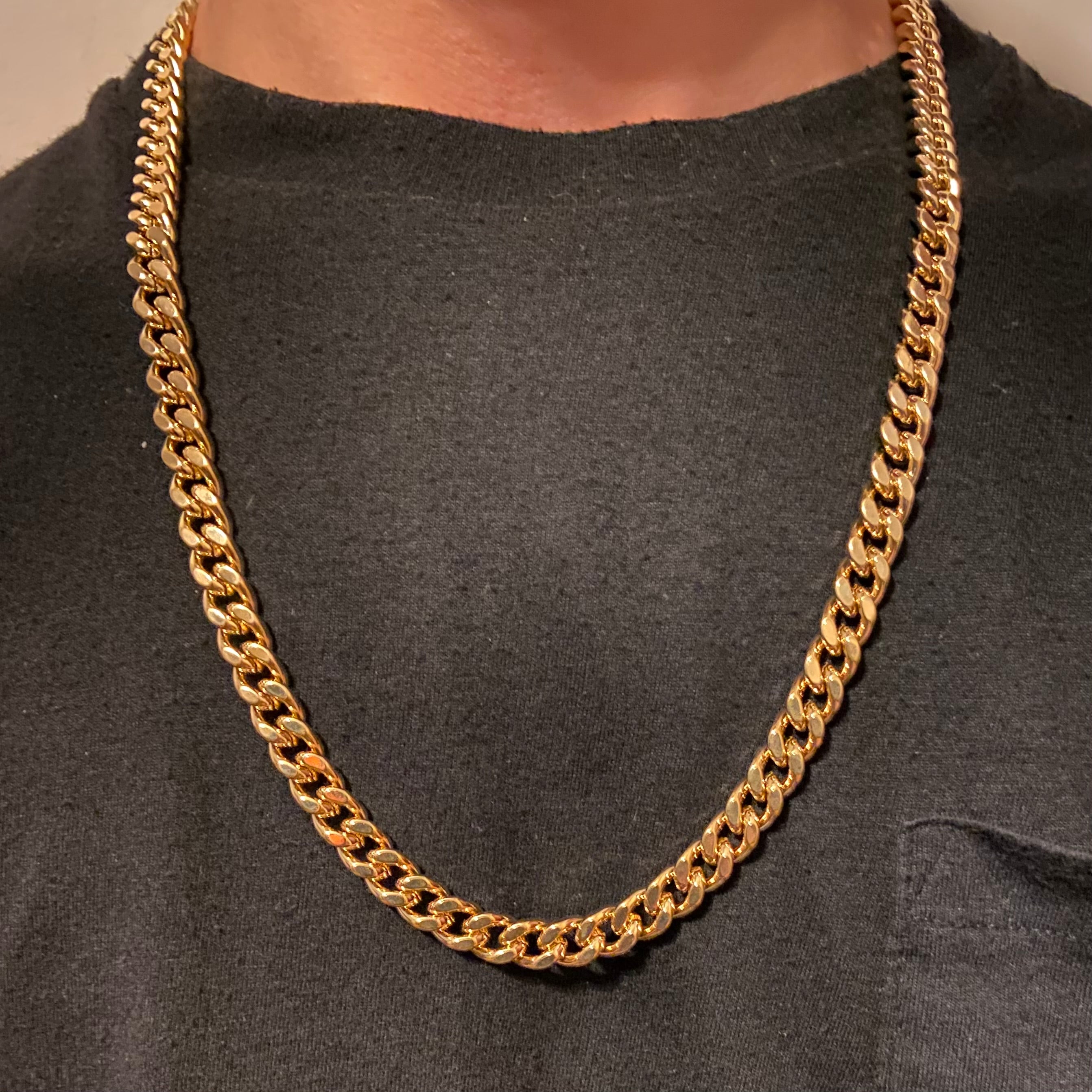 14k Gold Layered Cuban Chain 24in 8mm - Prestige Jewelry
