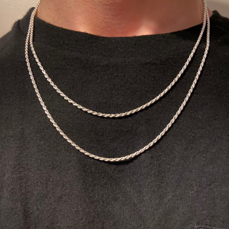 Solid Silver Rope Chain Set