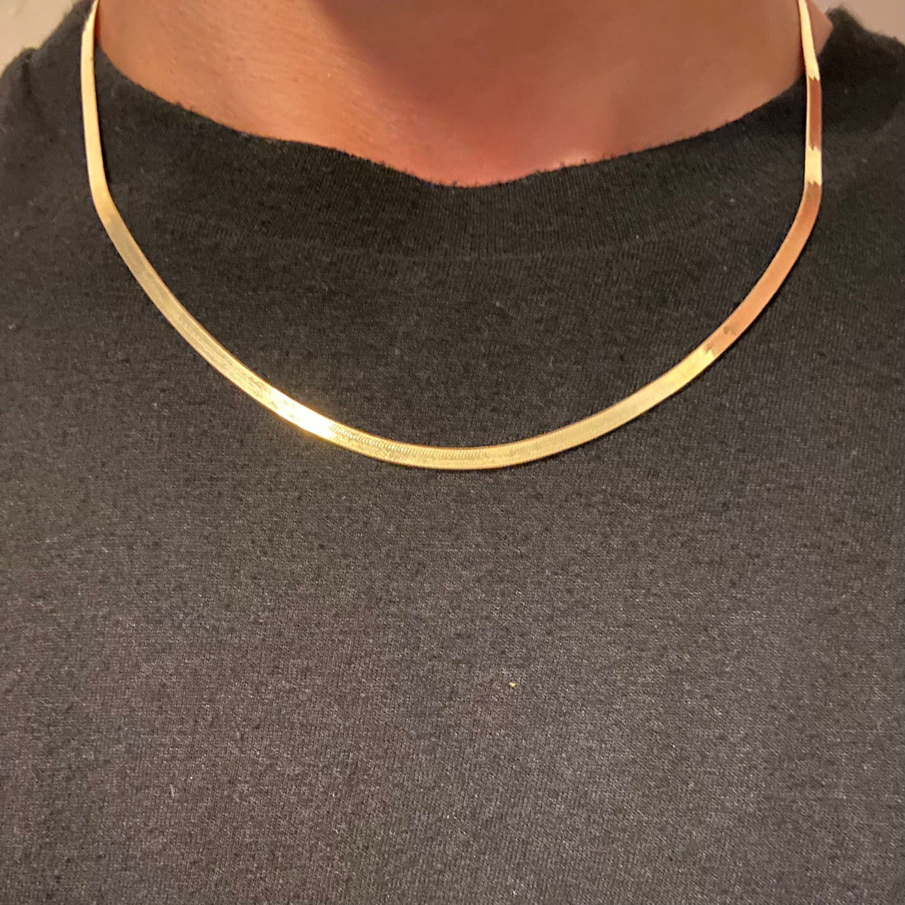 14k Gold Vermeil Herringbone Chain 18in 3mm - Prestige Jewelry