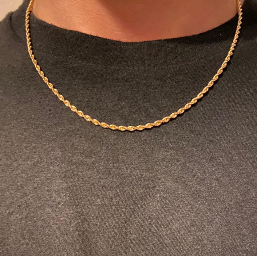 Solid Real 14k Gold Rope Chain 18in 2mm