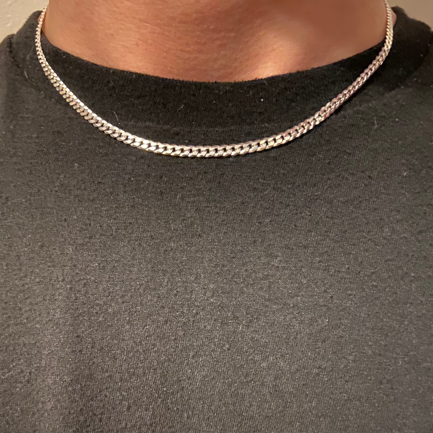 Solid Silver Cuban Link Chain 16in 3mm