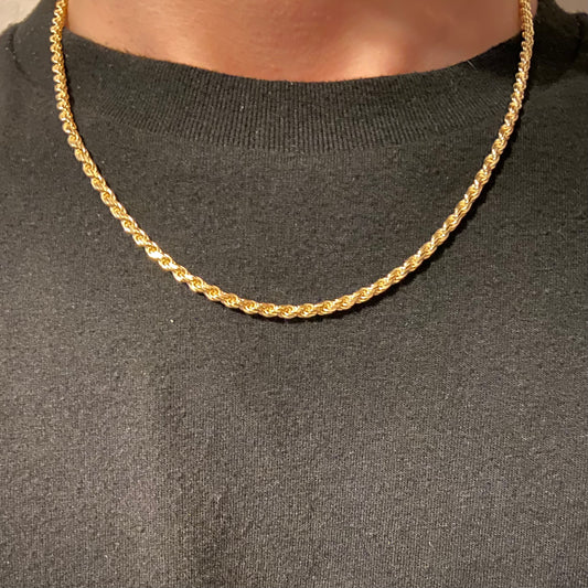 14k Gold Vermeil Rope Chain 18in 3mm
