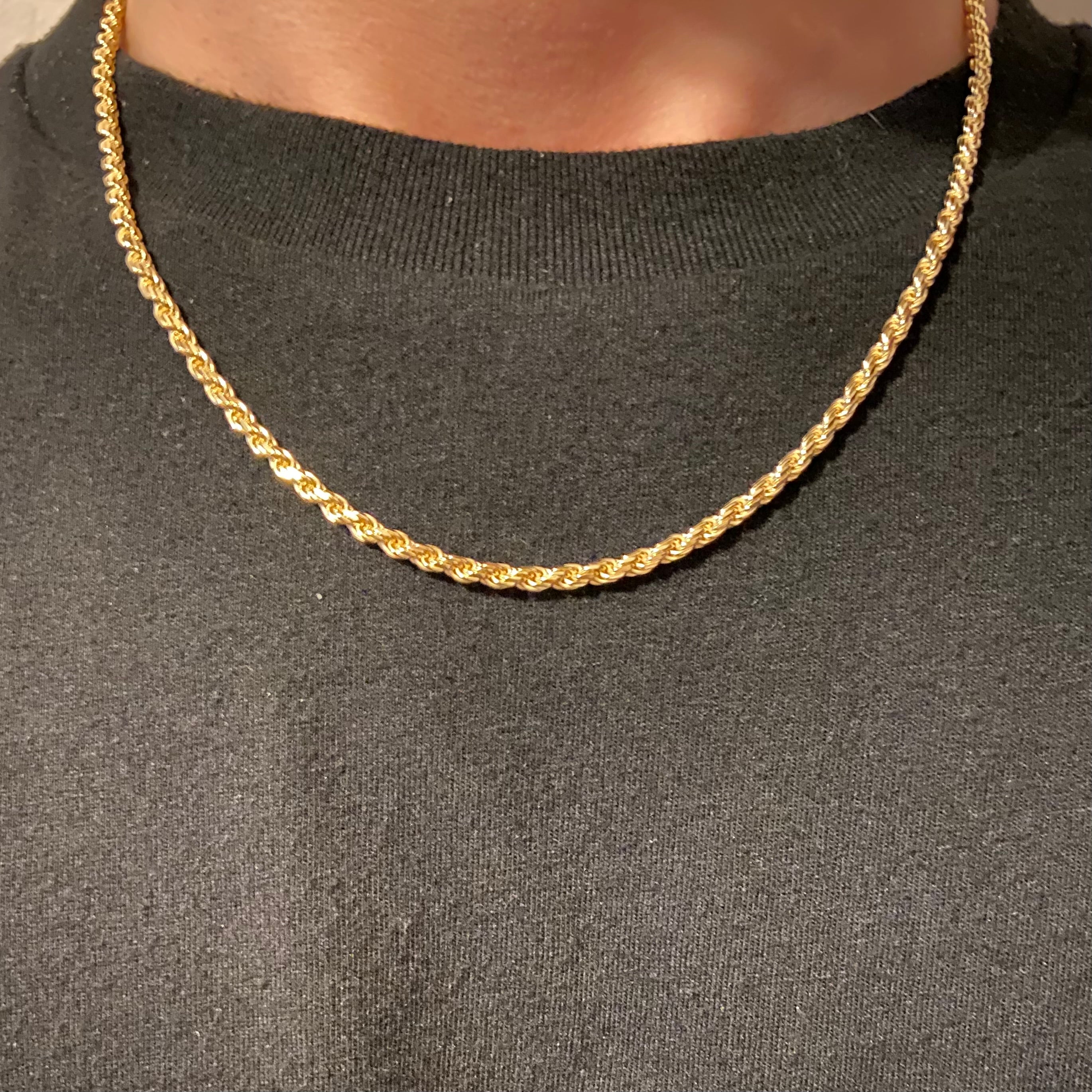14k Gold Vermeil Rope Chain 18in 3mm - Prestige Jewelry