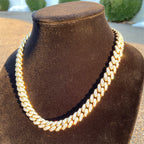 14k Gold Plated Diamond Cuban Chain 20in 12mm - Prestige Jewelry