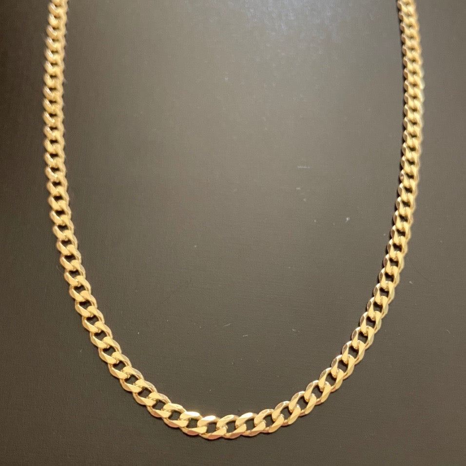 14k Gold Vermeil Cuban Chain 20in 3mm