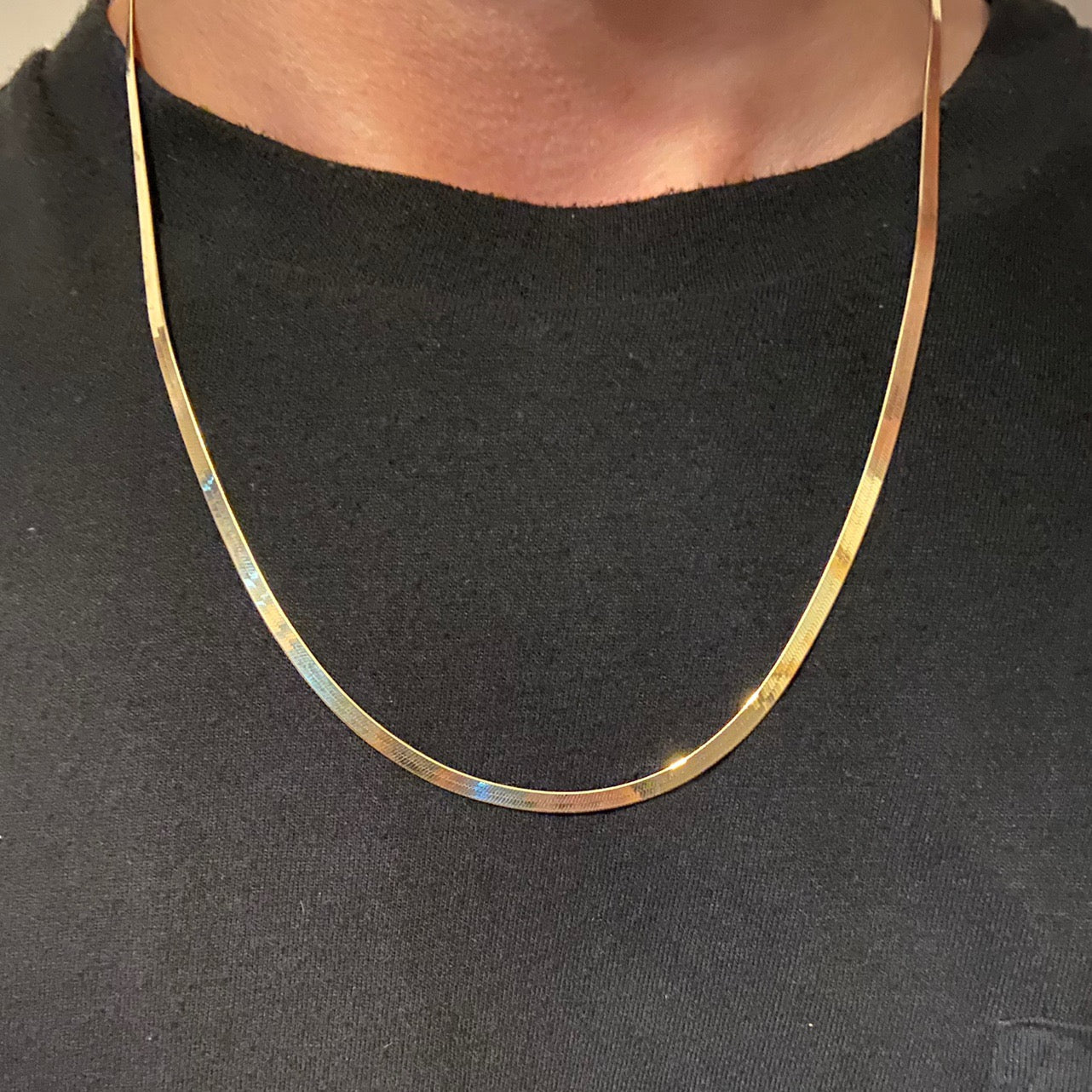 14k Gold Vermeil Herringbone Chain 20in 3mm - Prestige Jewelry