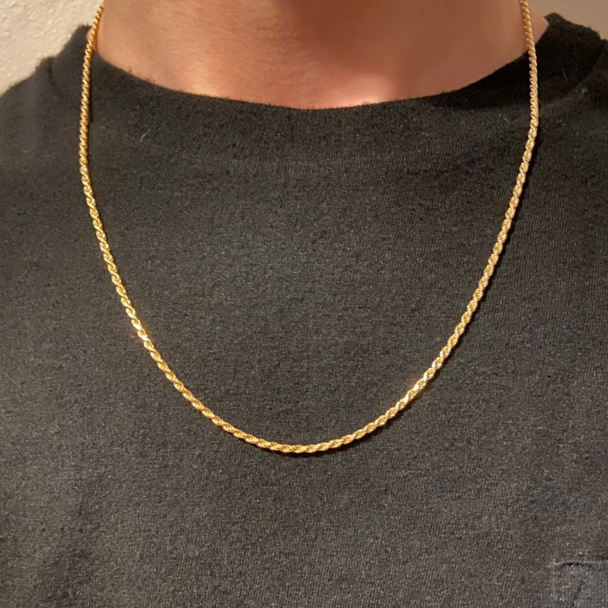14k Gold Vermeil Rope Chain 20in 2mm - Prestige Jewelry