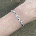 Solid Silver Figaro Bracelet 5mm 8in - Prestige Jewelry